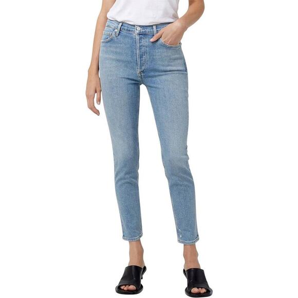 AGOLDE Women's Nico High Waisted Slim Fit Button Fly Denim Jeans Size 30 Blue - Picture 1 of 10